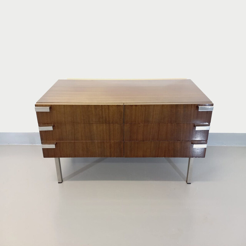 Vintage wood and chrome sideboard, 1960-1970