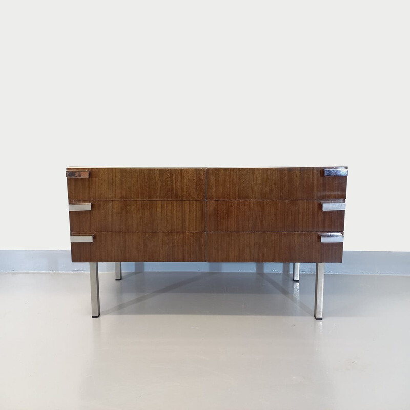 Vintage wood and chrome sideboard, 1960-1970