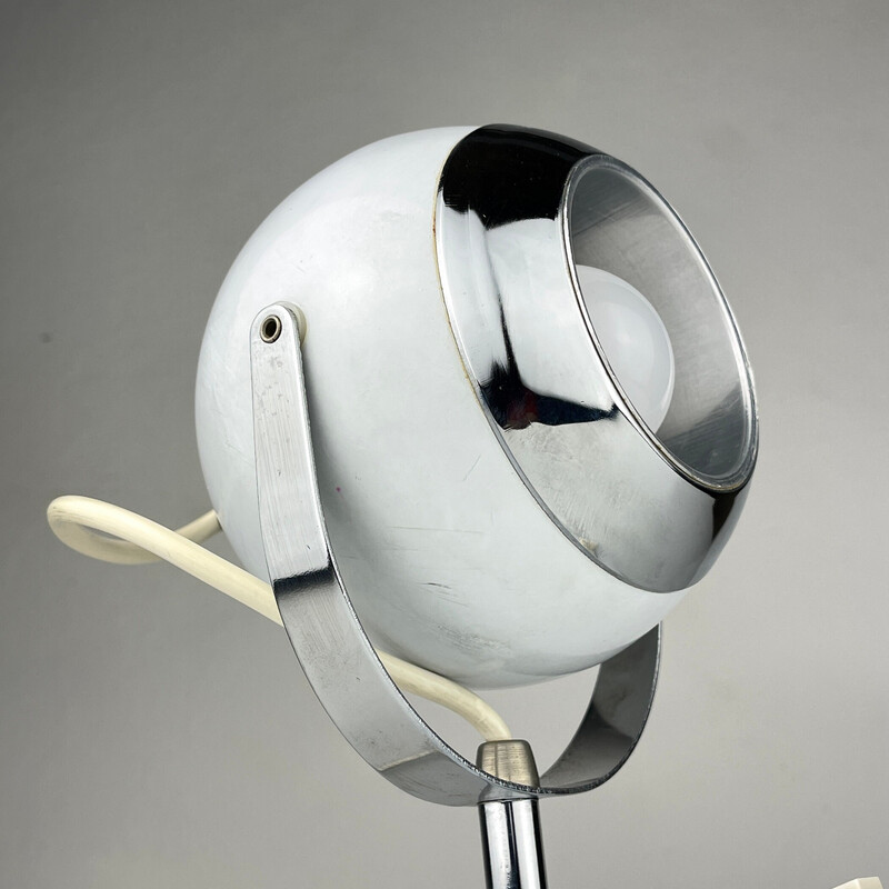 Lámpara de sobremesa blanca de mediados de siglo Eyeball, Italia Años 60