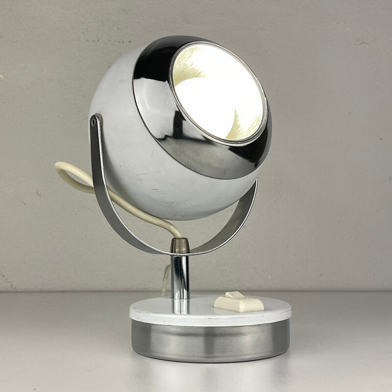 Lampe de bureau blanche vintage Eyeball, Italie 1960