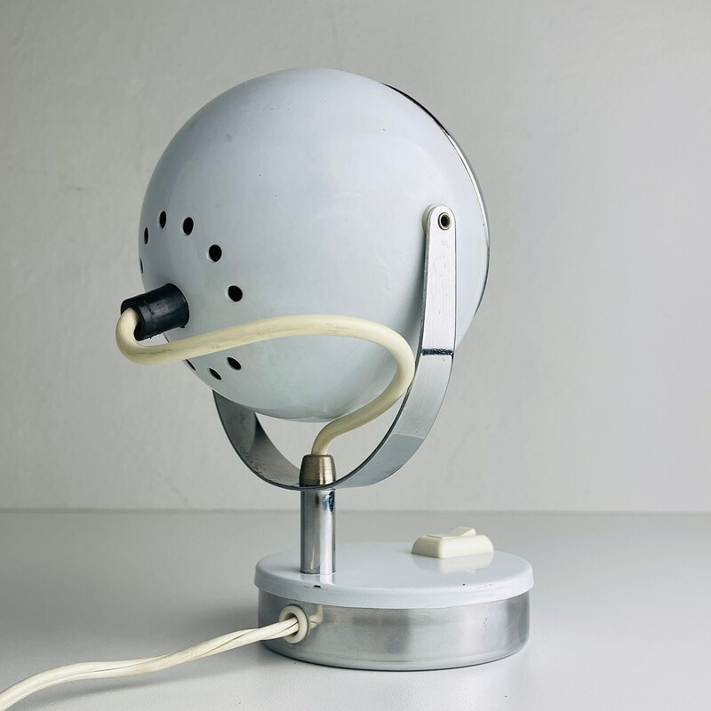 Lampada da tavolo bianca di metà secolo Eyeball, Italia 1960