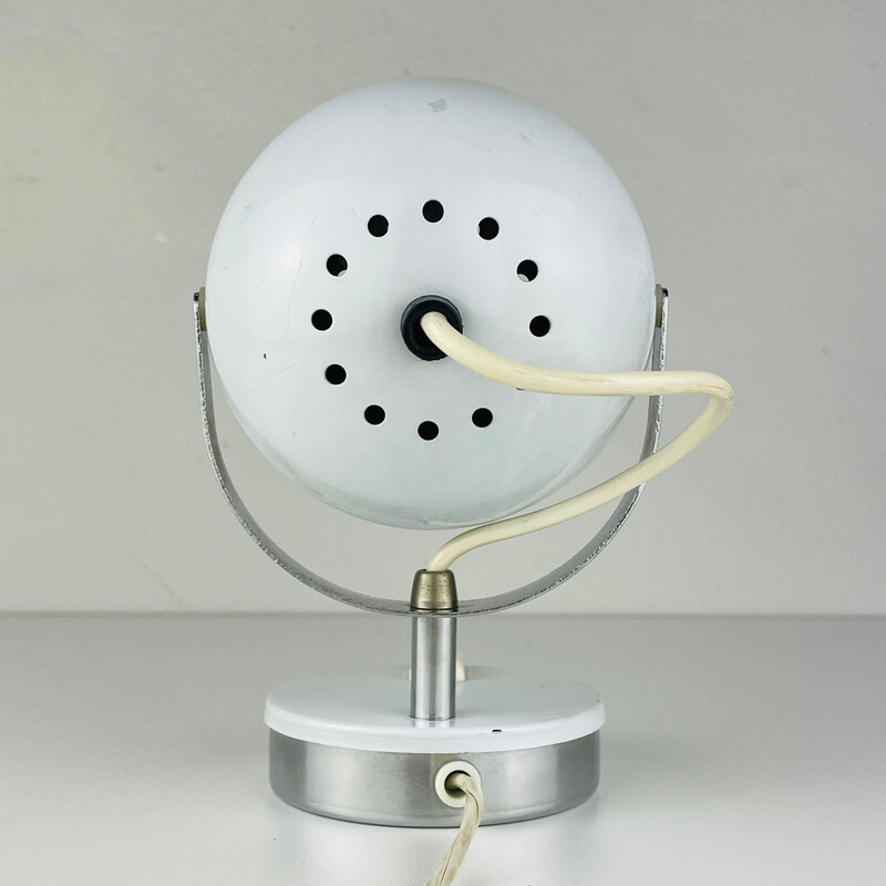Lampe de bureau blanche vintage Eyeball, Italie 1960