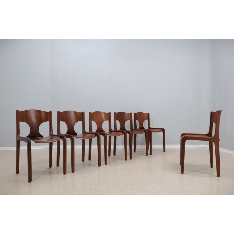 Set di 6 sedie da pranzo vintage di Augusto Savini per Pozzi, anni '60
