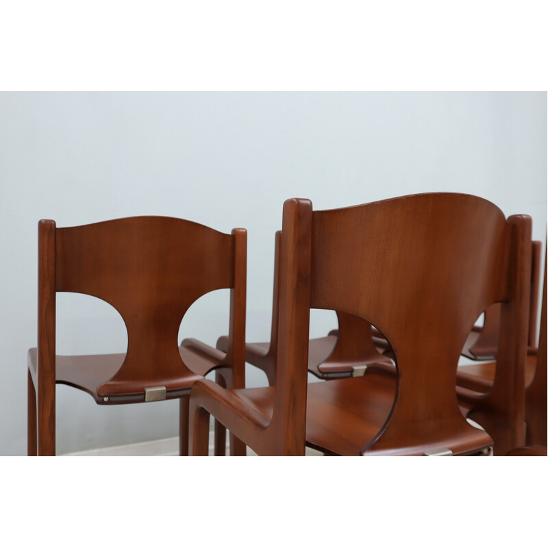 Juego de 6 sillas de comedor vintage de Augusto Savini para Pozzi, años 60