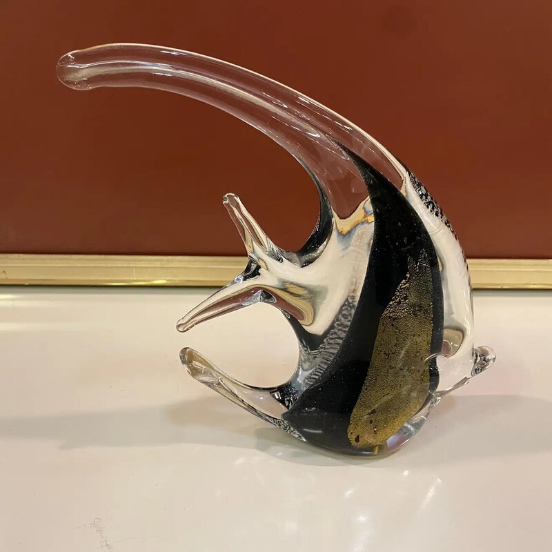 Escultura vintage de cristal de Murano de pez tropical de Seguso, años 80