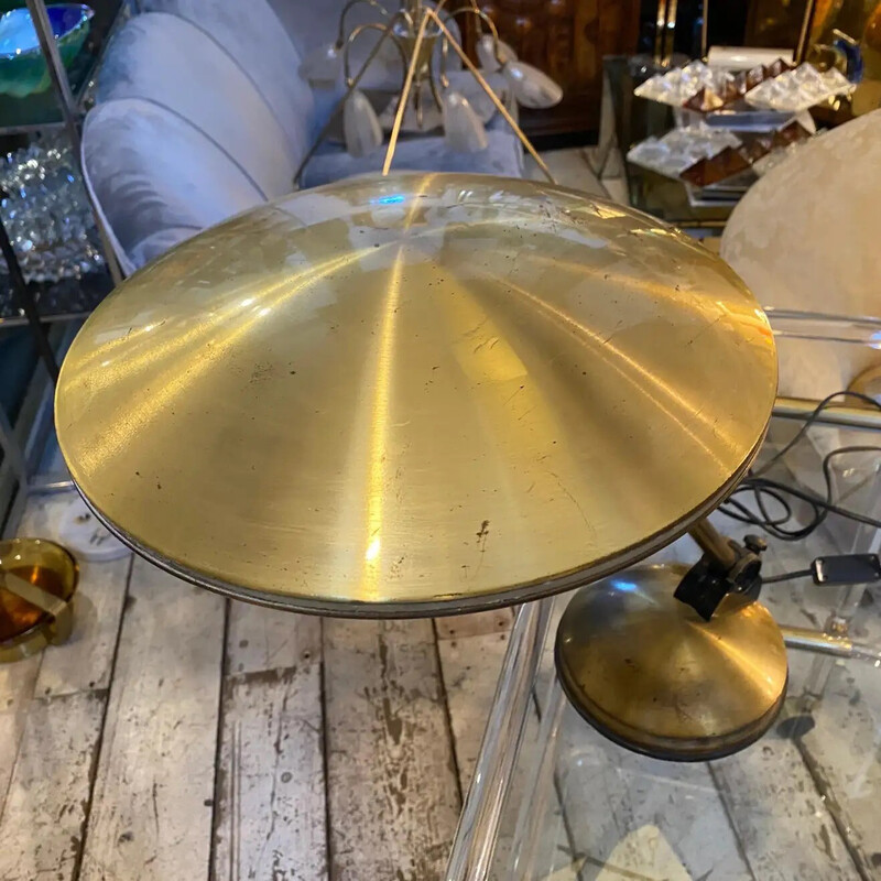 Lampada da tavolo italiana vintage in metallo dorato Space Age, anni '70
