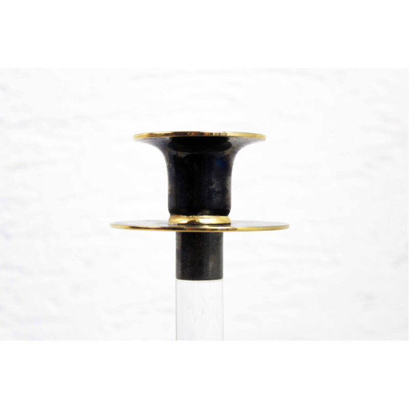 Vintage candlestick in lucite and brass, 1960-1970