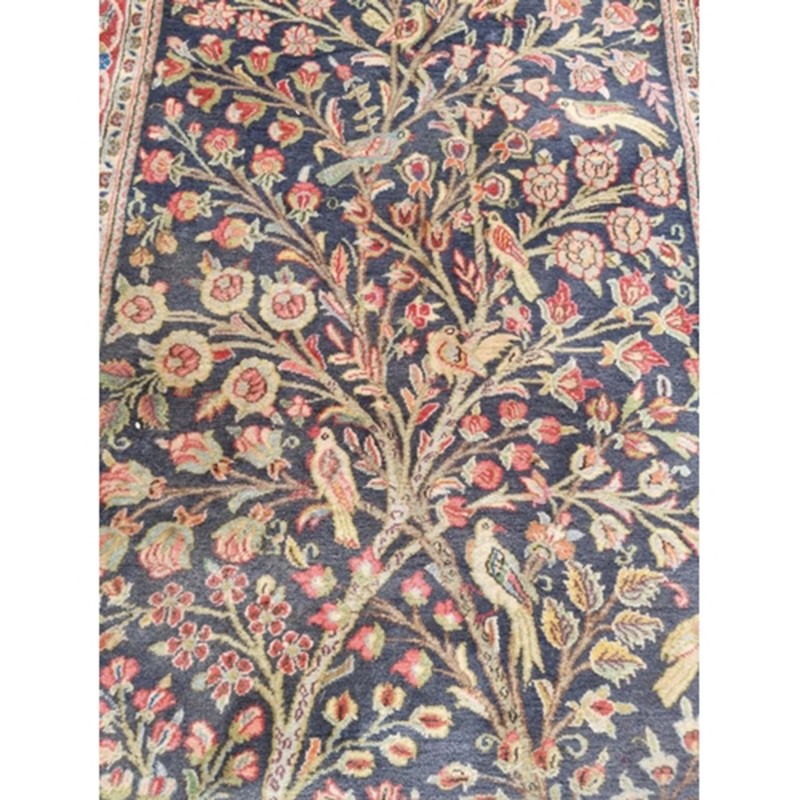 Vintage Persian tree of life bird and animal rug