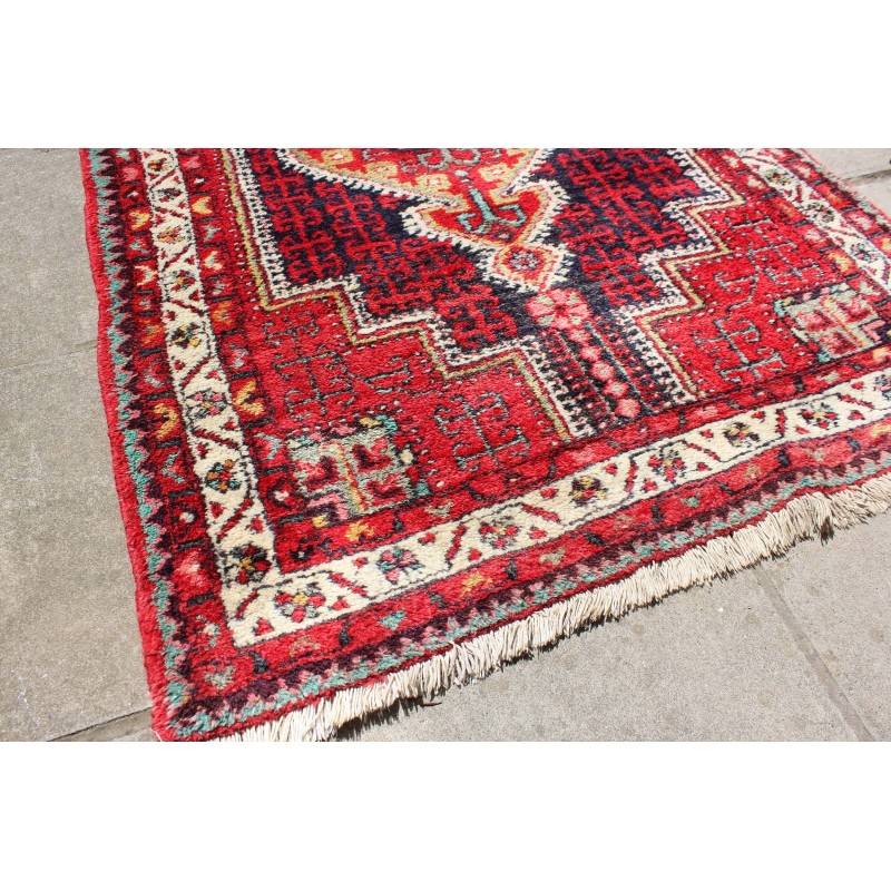 Vintage gebloemd Perzisch medaillon handgemaakt rood tapijt