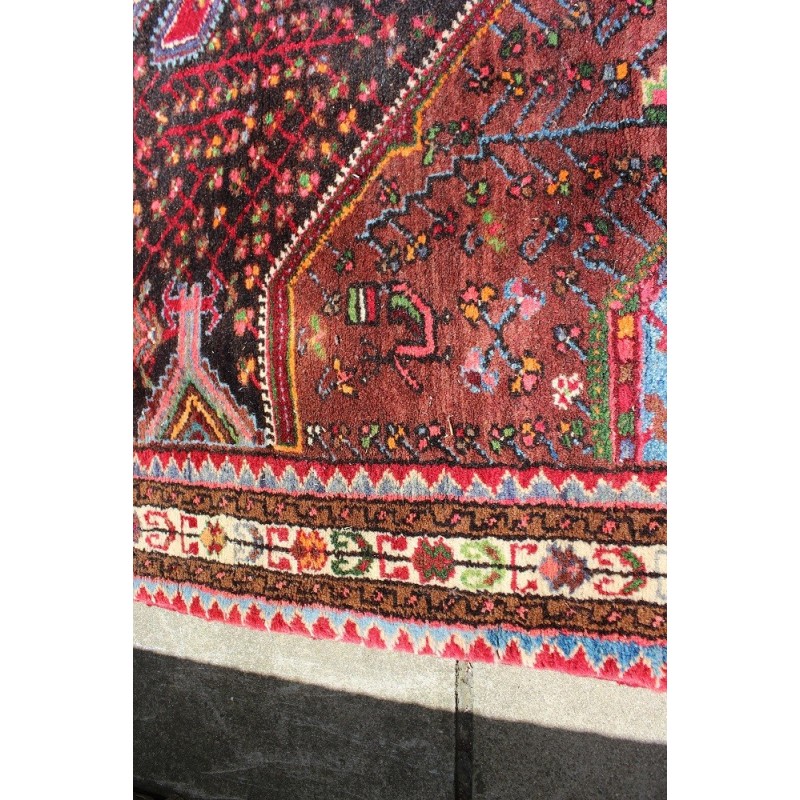 Vintage gebloemd Perzisch medaillon handgemaakt rood tapijt