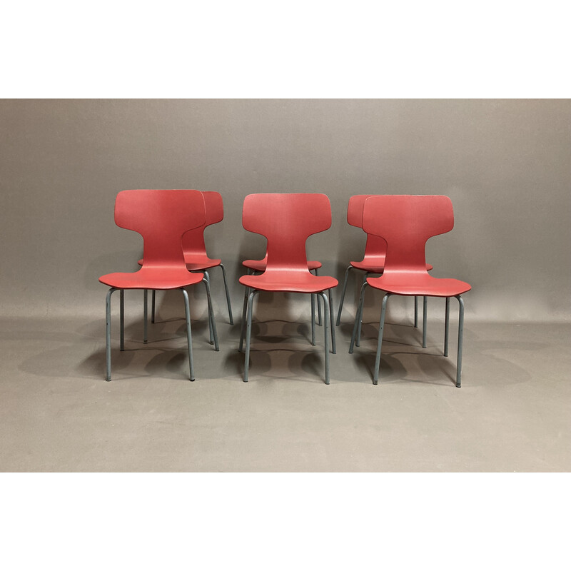 Set of 6 vintage children's chairs by Arne Jacobsen for Fritz Hansen, 1960