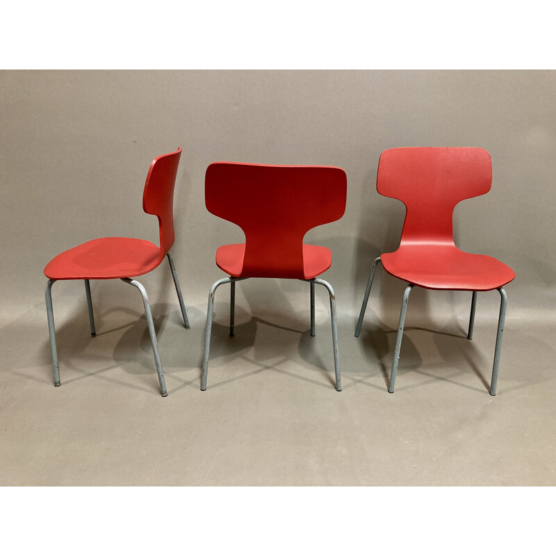 Set of 6 vintage children's chairs by Arne Jacobsen for Fritz Hansen, 1960