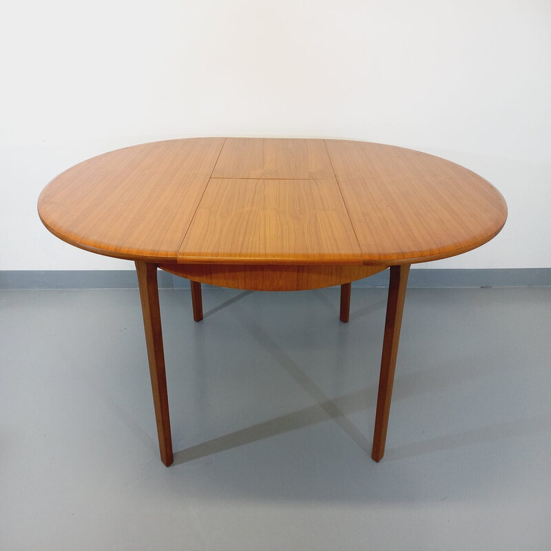 Scandinavian vintage round table in teak with extension, 1950-1960