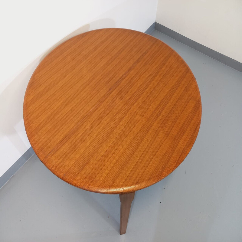 Scandinavian vintage round table in teak with extension, 1950-1960