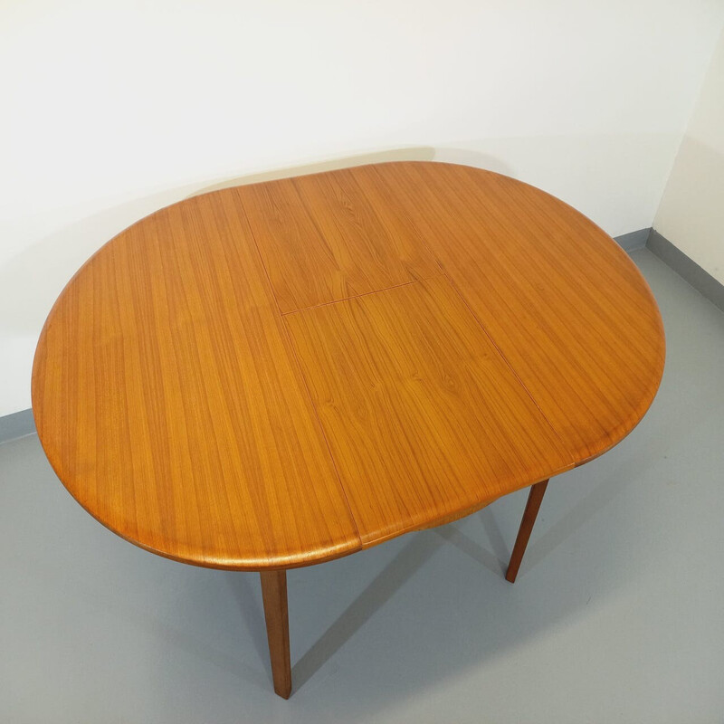 Scandinavische vintage ronde teakhouten tafel met verlengblad, 1950-1960