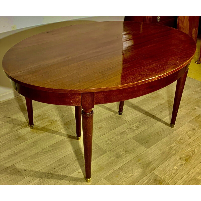 Table ovale vintage en acajou avec 3 rallonges