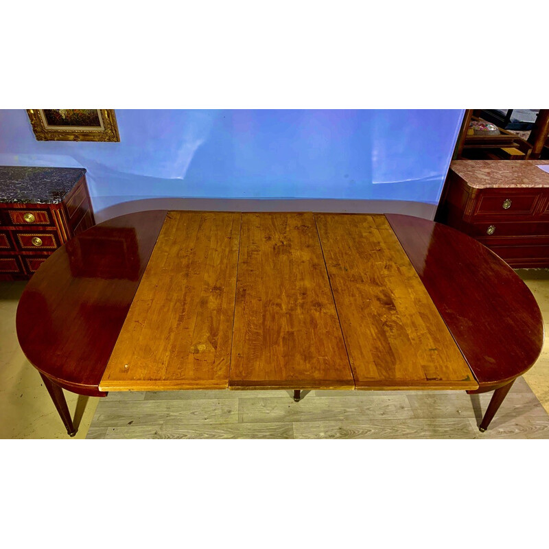 Table ovale vintage en acajou avec 3 rallonges