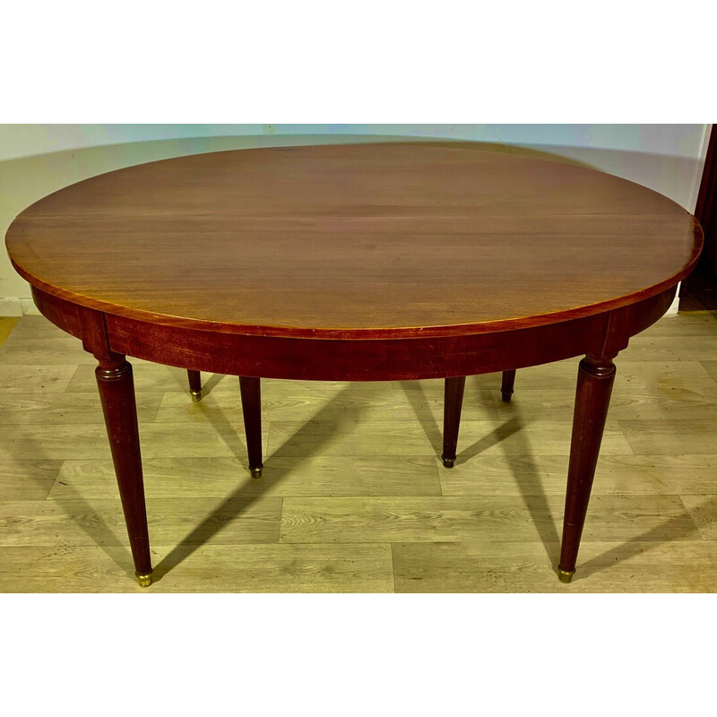 Vintage mahogany oval table with 3 extensions