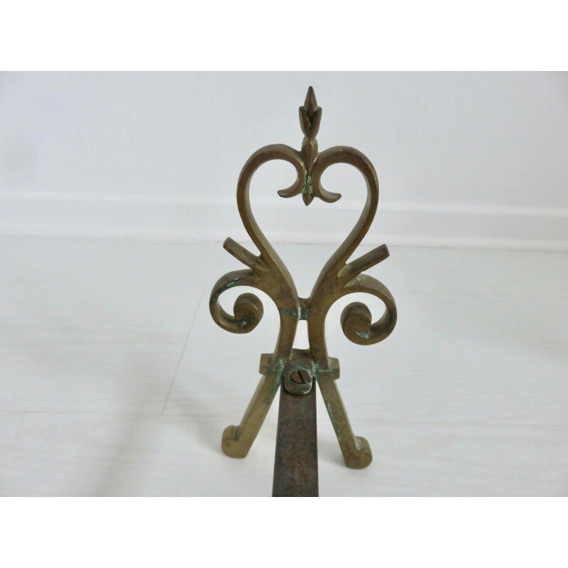 Paire de chenets vintage en bronze, France