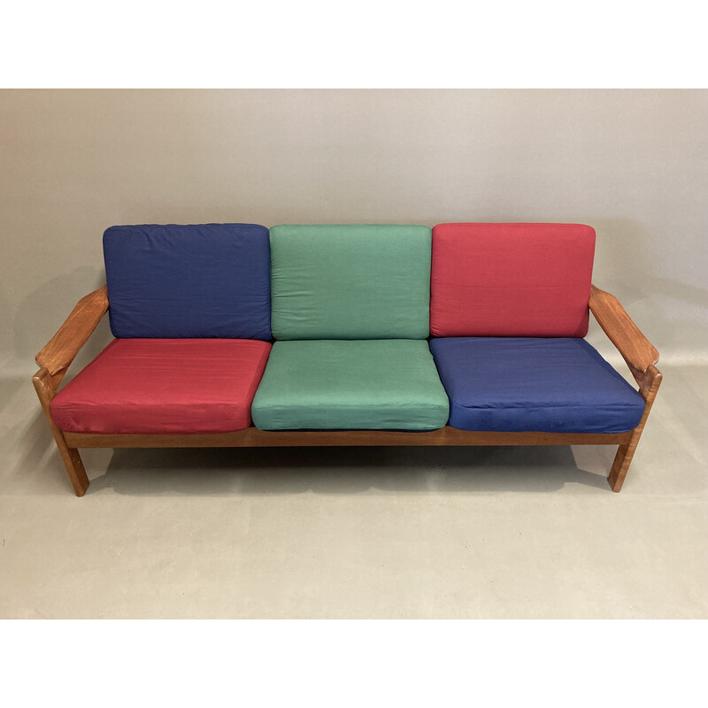 Scandinavian vintage 3 seater sofa in colors, 1950
