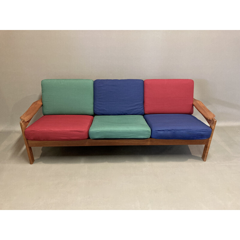 Canapé scandinave vintage 3 places en couleurs, 1950