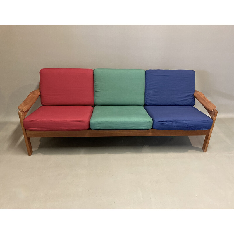Scandinavian vintage 3 seater sofa in colors, 1950