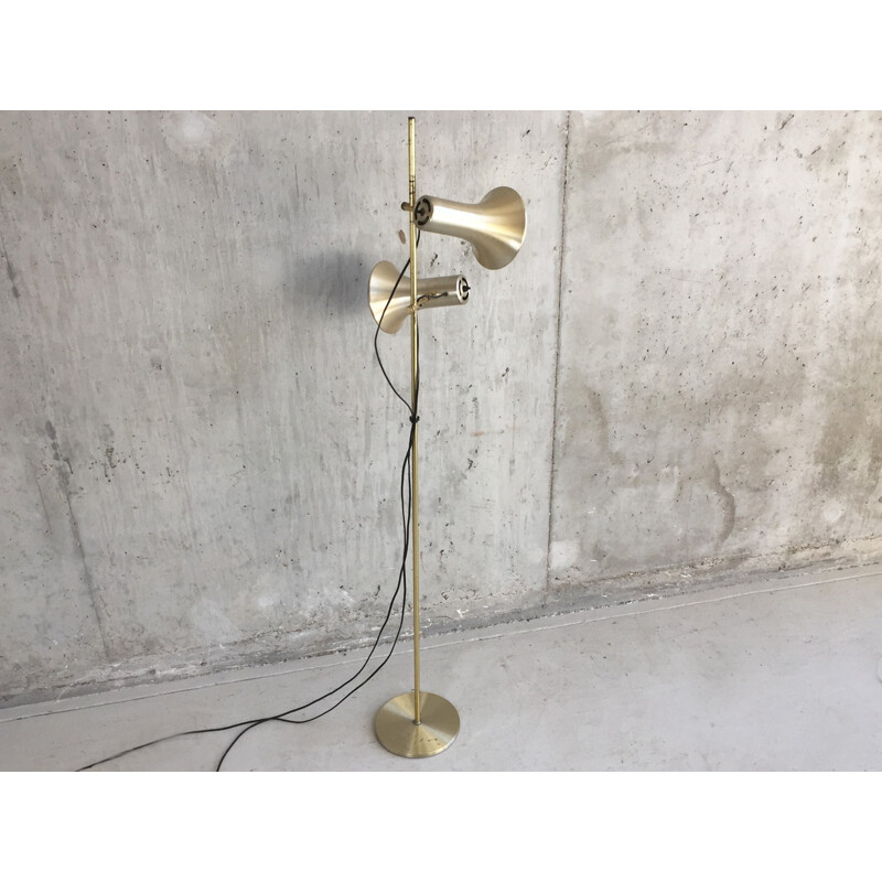 Vintage Brass Finished Spotlight Floor Lamp - 1970s