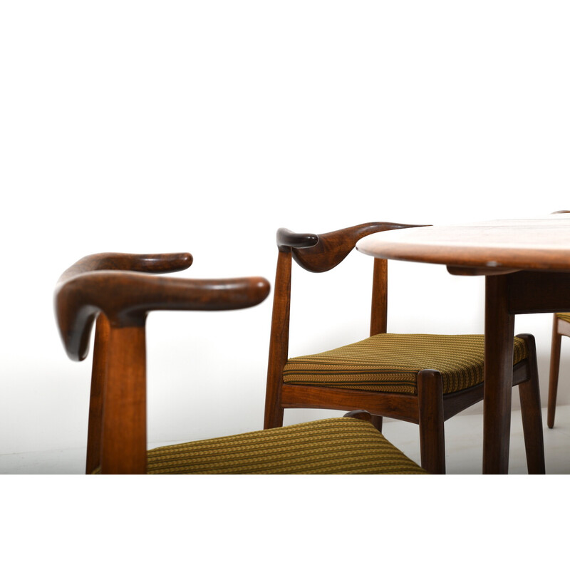 Vintage cowhorn dining set by Svend Aage Madsen for K.Knudsen, Denmark