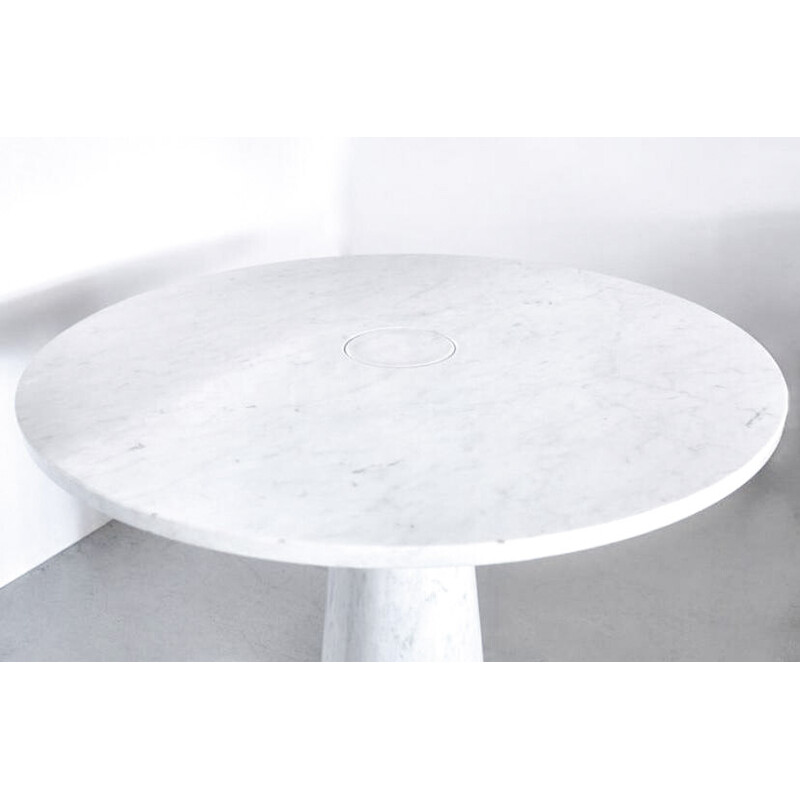 Mesa vintage de mármol blanco de Carrara, modelo Eros, Italia 1970