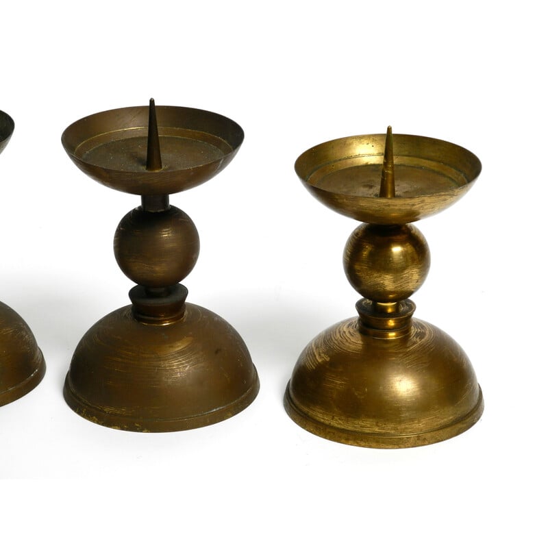 Set of 4 mid century brass candlesticks from a Bavarian church