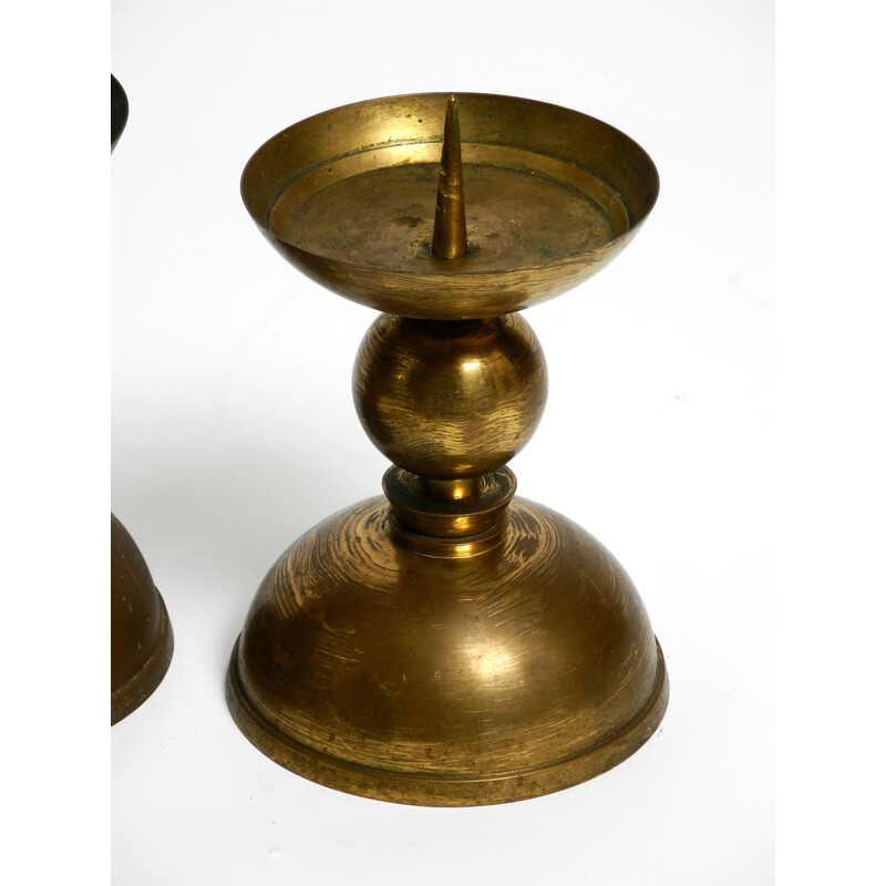 Set of 4 mid century brass candlesticks from a Bavarian church