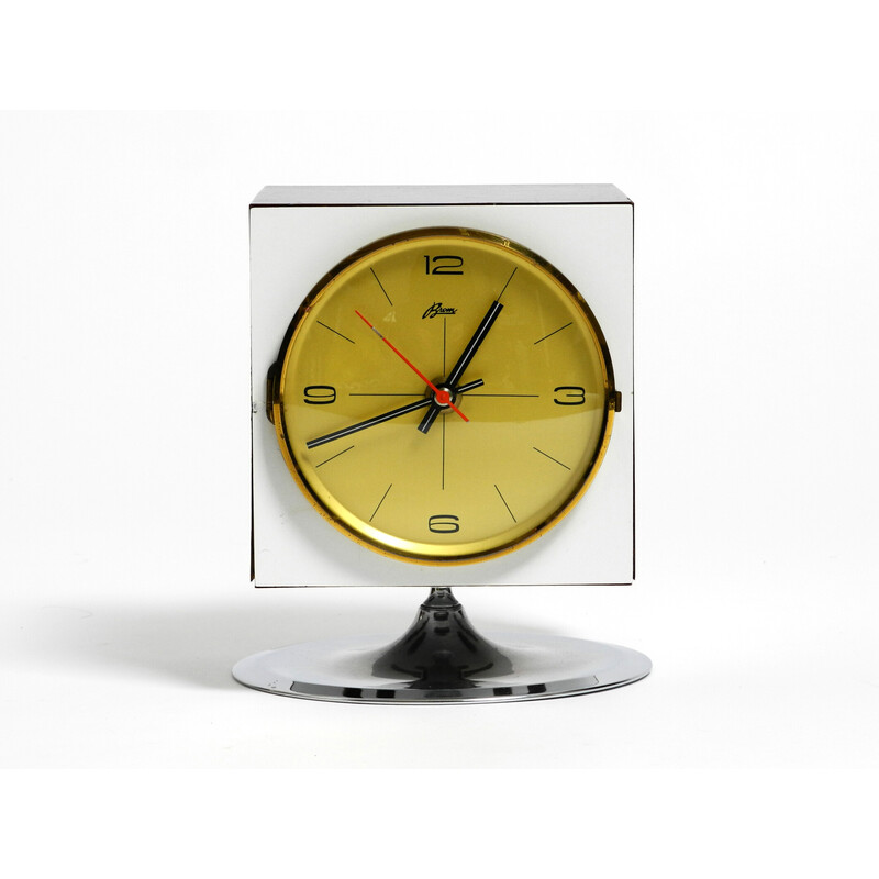 Horloge de table italienne vintage de l'ère spatiale avec radio par Brom, 1960
