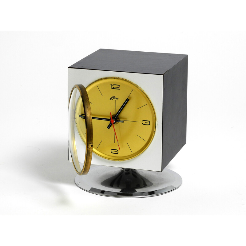 Vintage Italian Space Age table clock with radio by Brom, 1960s