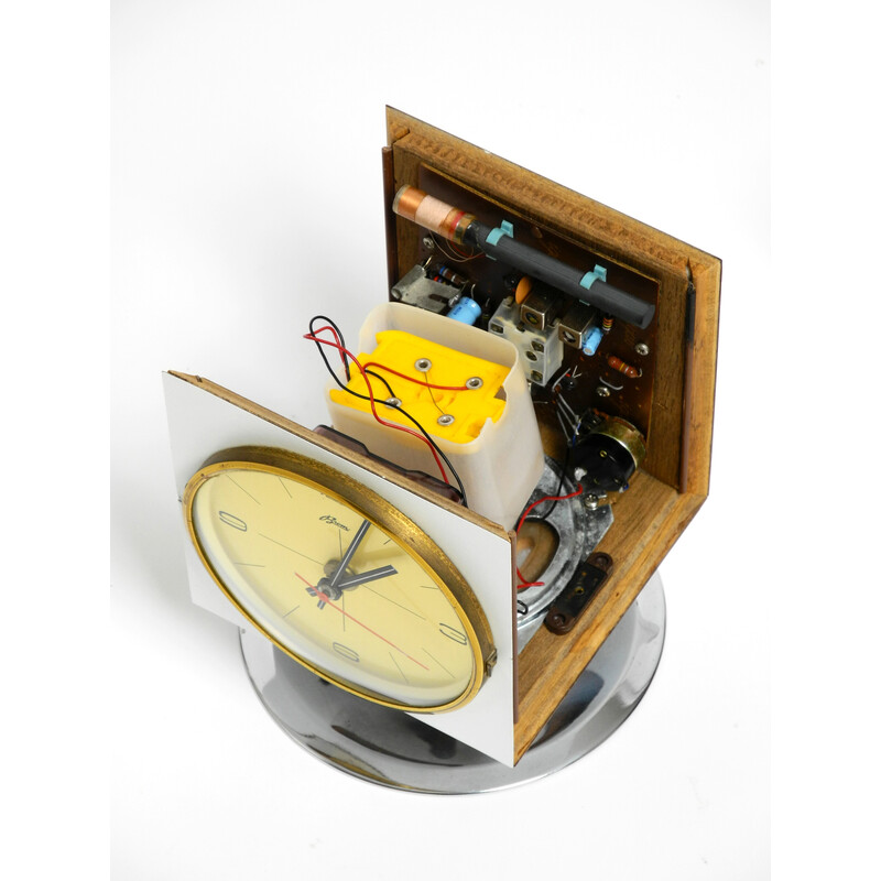 Vintage Italian Space Age table clock with radio by Brom, 1960s