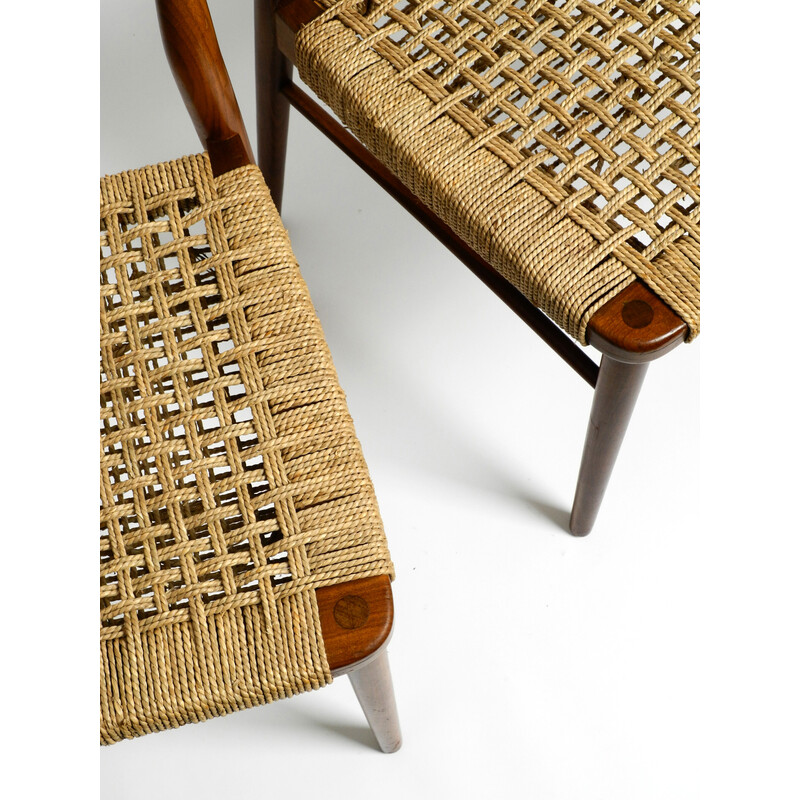 Paire de chaises vintage en noyer avec cannage en osier modèle 351 de Georg Leowald pour Wilkhahn, 1960