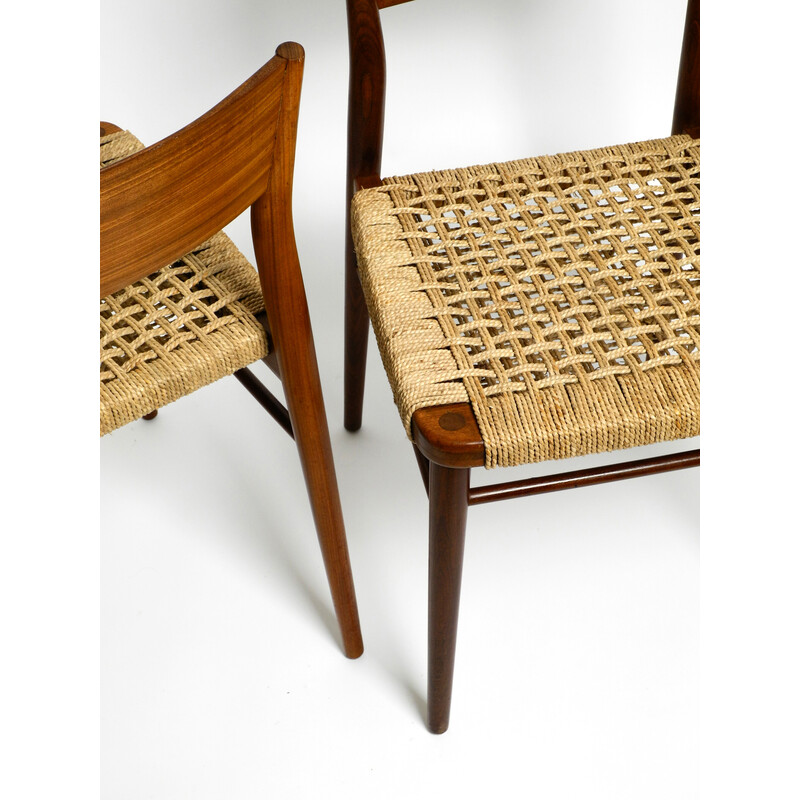 Paire de chaises vintage en noyer avec cannage en osier modèle 351 de Georg Leowald pour Wilkhahn, 1960