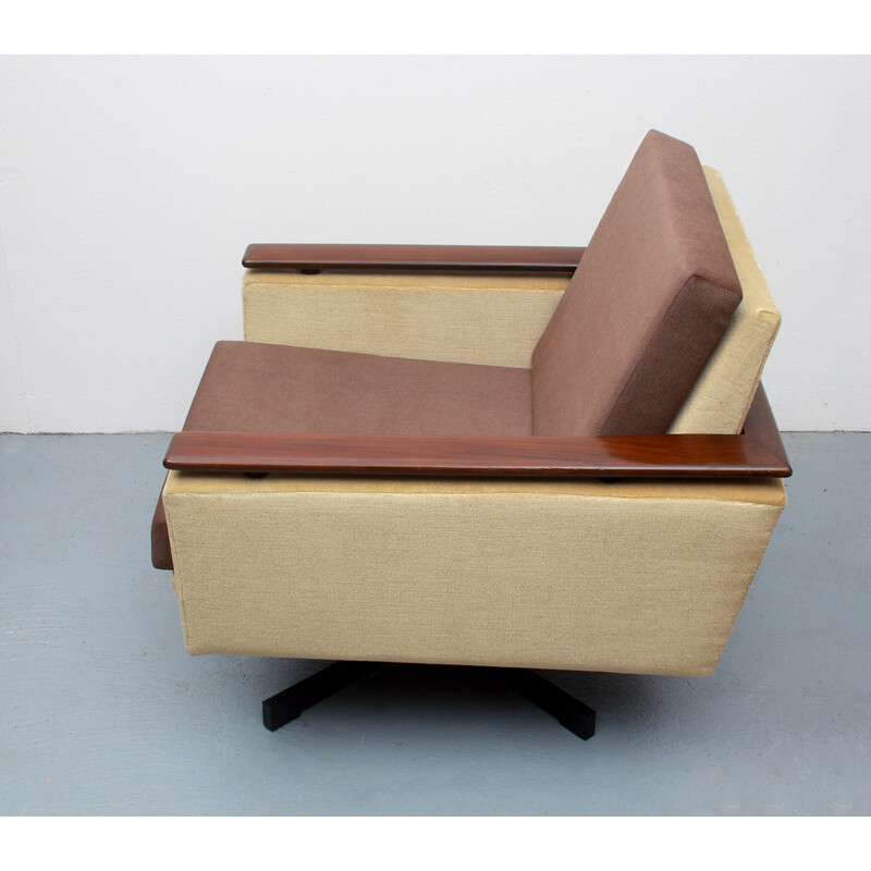 Fauteuil club pivotant vintage en mohair-velours, 1960