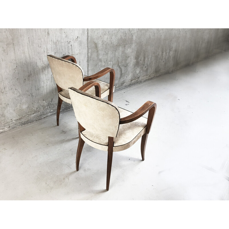 Pair of vintage Belgian white vinyl chairs - 1960s