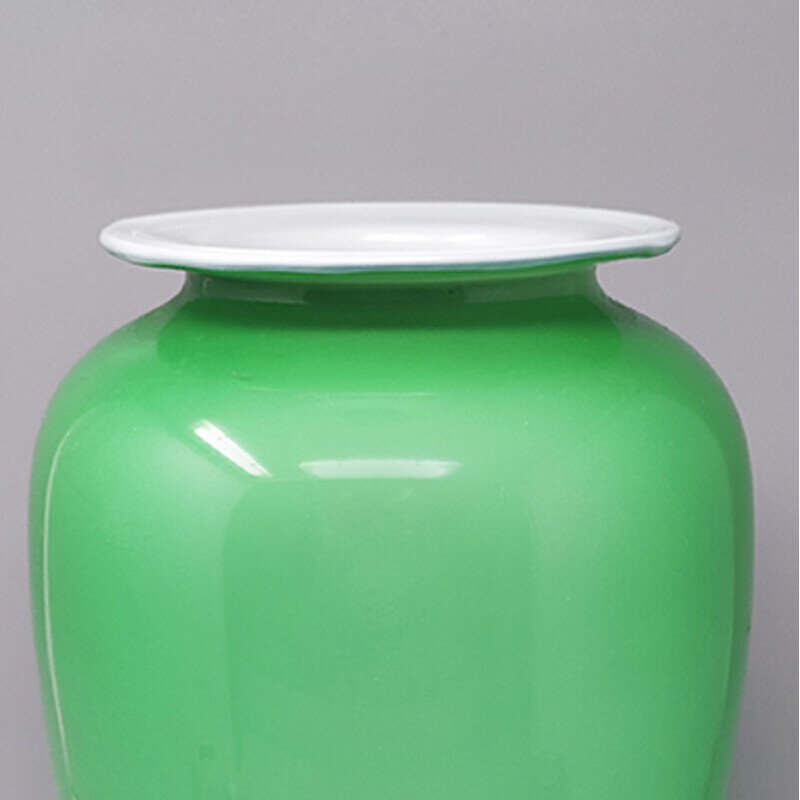 Vase vert vintage en verre de Murano par Nason, Italie 1970