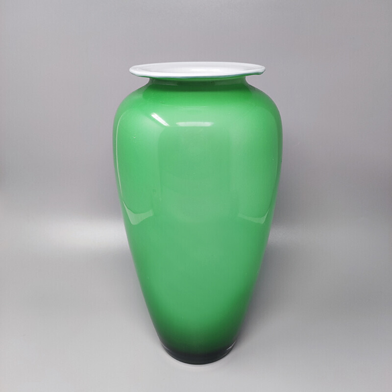 Grüne Vase aus Muranoglas von Nason, Italien 1970er Jahre