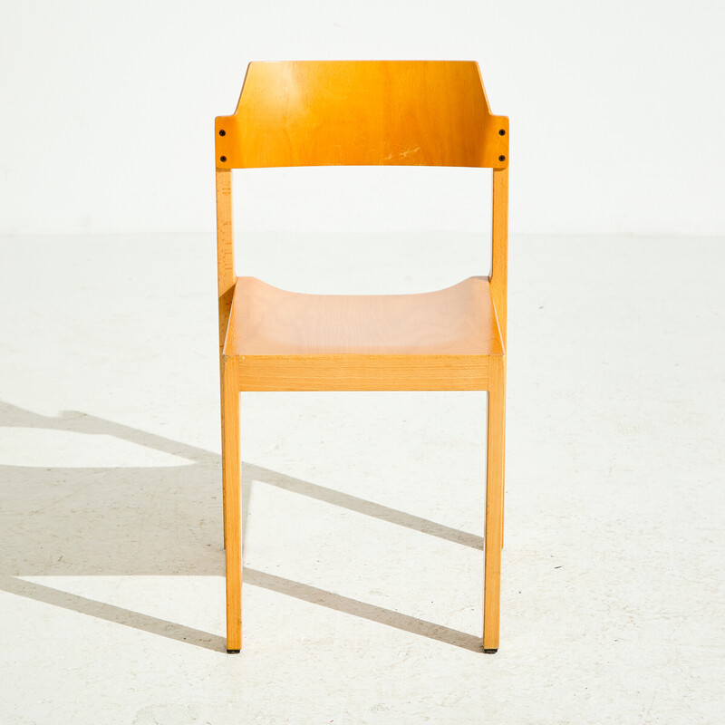 Vintage stackable oakwood chair, 1970s