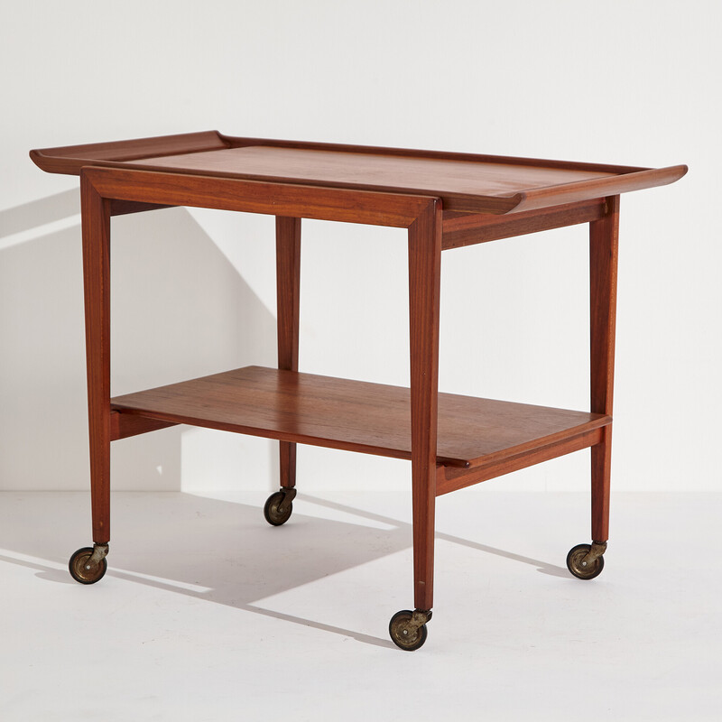 Vintage teak trolley by Peter Hvidt and Orla Mølgaard Nielsen for Søborg Møbler, 1950s