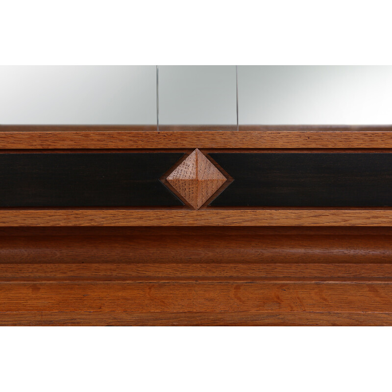 Armário de bar Art Deco em madeira maciça de carvalho belga