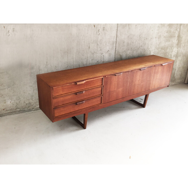 Vintage teak sideboard with contoured pulls - 1960s