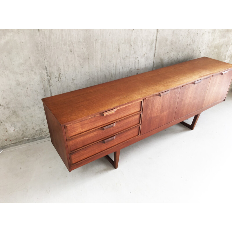 Vintage teak sideboard with contoured pulls - 1960s