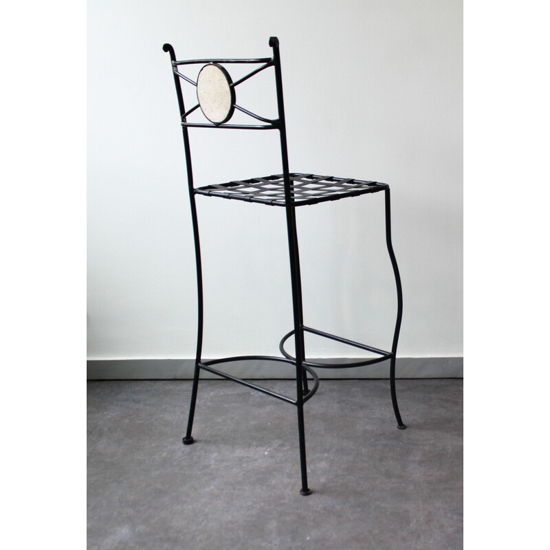 Pair of vintage wrought iron stools