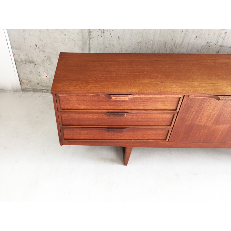 Vintage teak sideboard with contoured pulls - 1960s