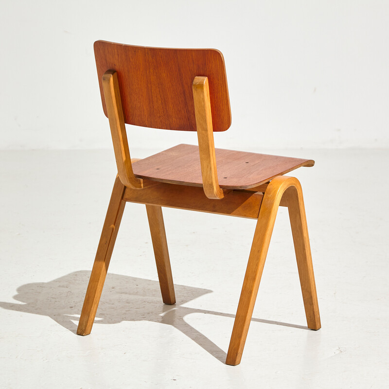 Vintage stapelbare berkenhouten stoel van Asko, 1960