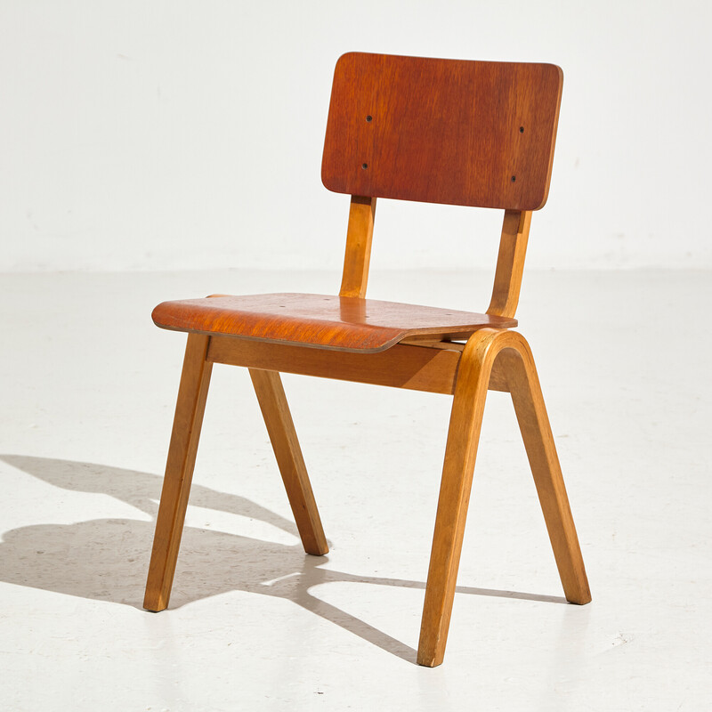 Chaise vintage empilable en bois de bouleau par Asko, 1960