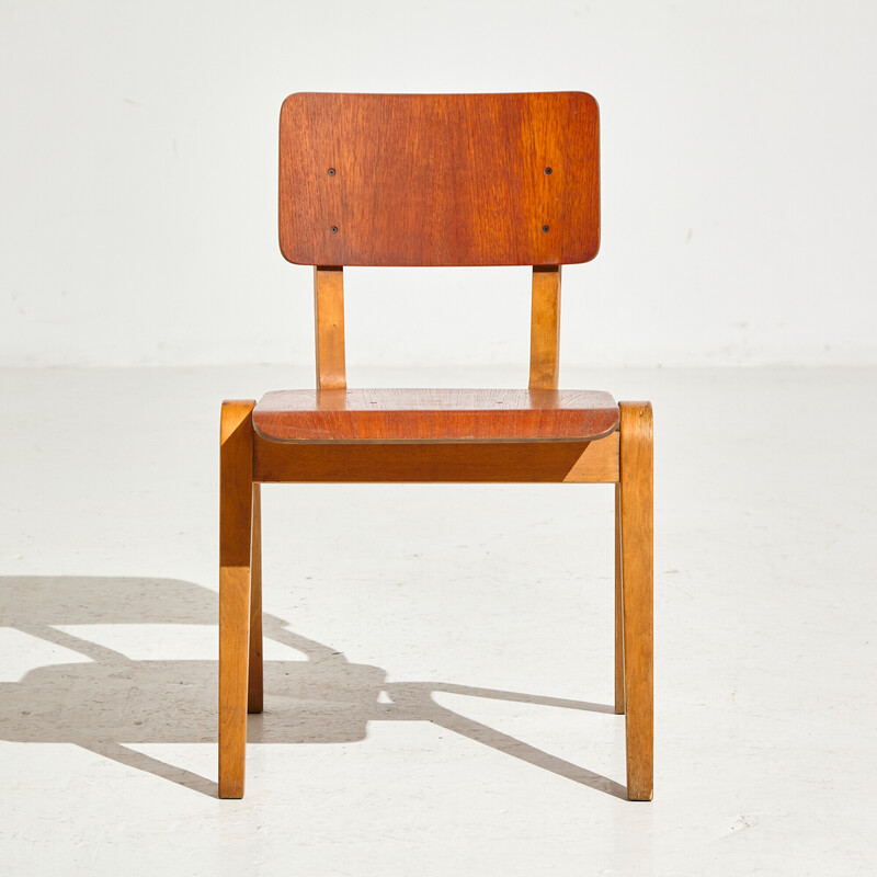 Vintage stapelbare berkenhouten stoel van Asko, 1960